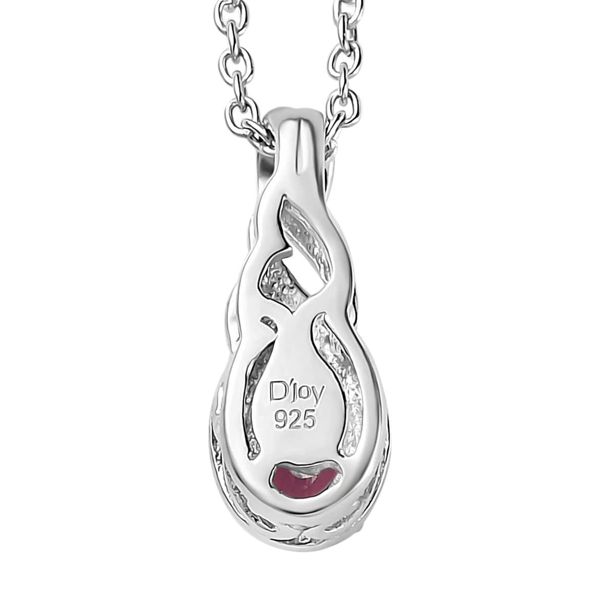 Ofiki Rubellite and Diamond Ring (Size 6.0) and Pendant Necklace 20 Inches in Platinum Over Sterling Silver 1.00 ctw (Del. in 8-10 Days) image number 8
