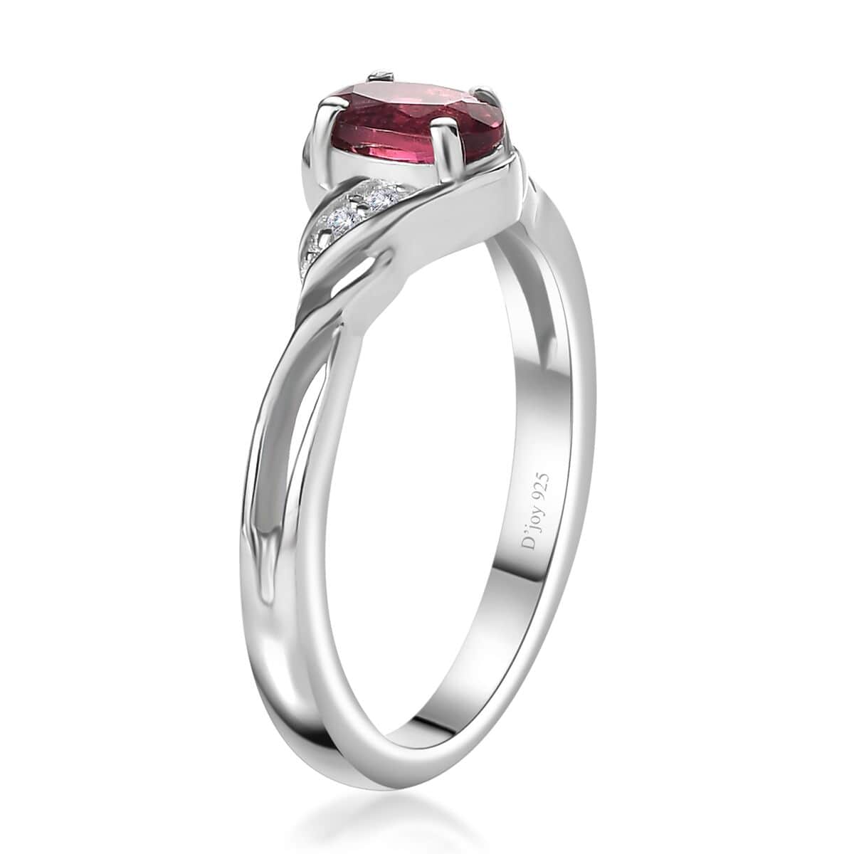 Ofiki Rubellite and Diamond Ring (Size 8.0) and Pendant Necklace 20 Inches in Platinum Over Sterling Silver 1.00 ctw image number 4