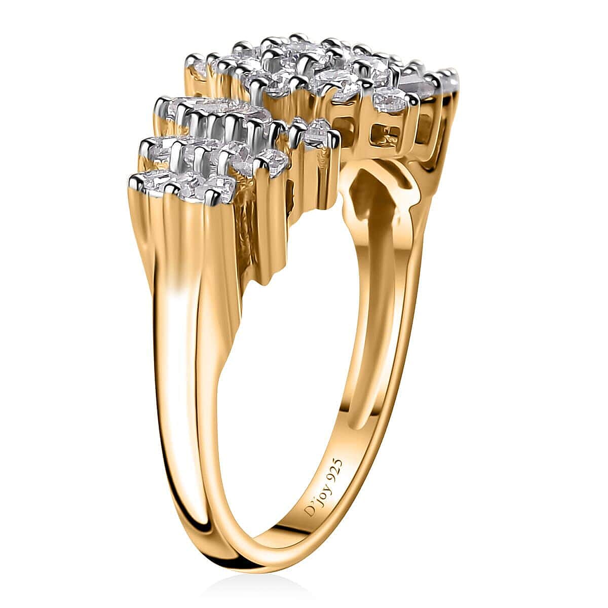 Moissanite Set of 3 Ballerina Ring in Vermeil YRG and Platinum Over Sterling Silver (Size 10.0)