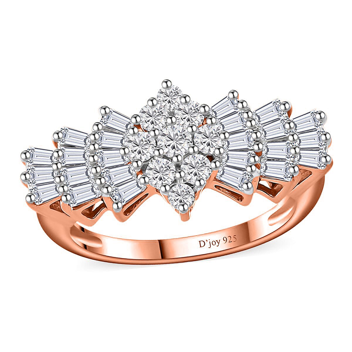 Moissanite Set of 3 Ballerina Ring in Vermeil YRG and Platinum Over Sterling Silver (Size 10.0)