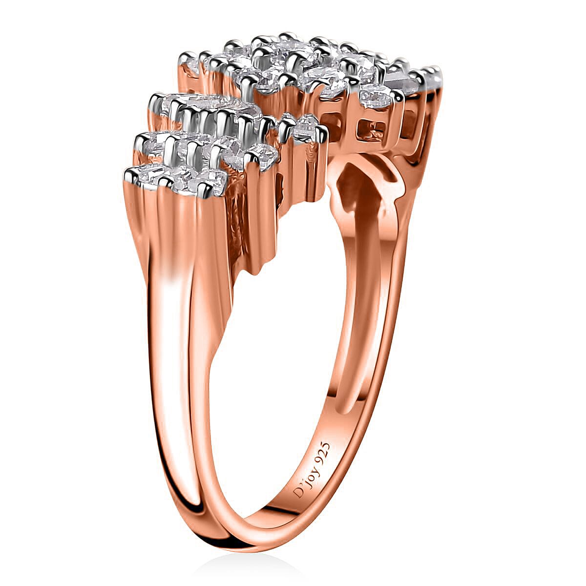 Moissanite Set of 3 Ballerina Ring in Vermeil YRG and Platinum Over Sterling Silver (Size 10.0)