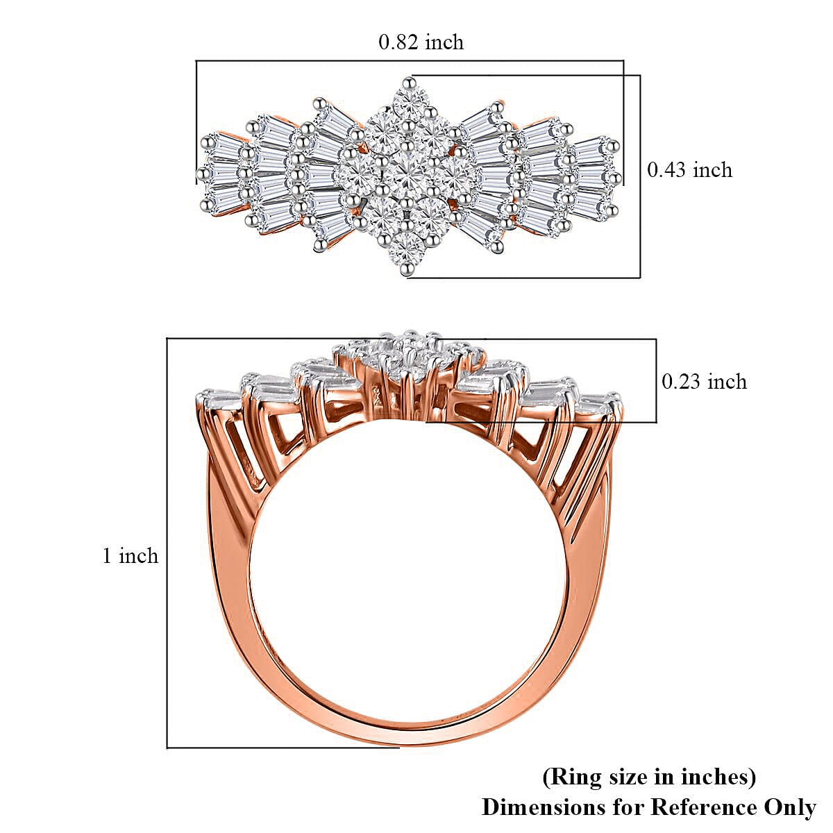 Moissanite Set of 3 Ballerina Ring in Vermeil YRG and Platinum Over Sterling Silver (Size 10.0)