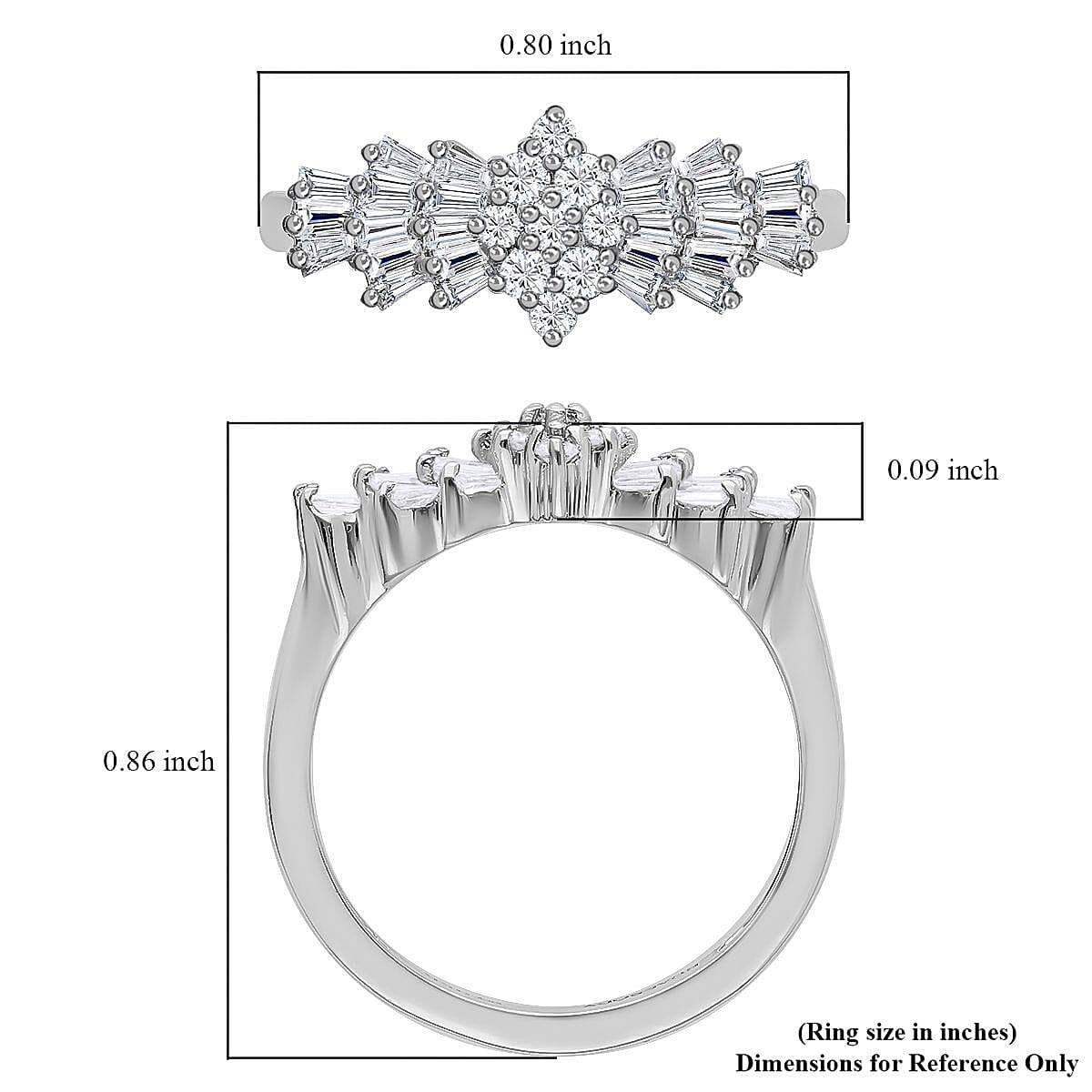 Moissanite Set of 2 Bellerina Ring in Vermeil YG and Platinum Over Sterling Silver (Size 10.0)