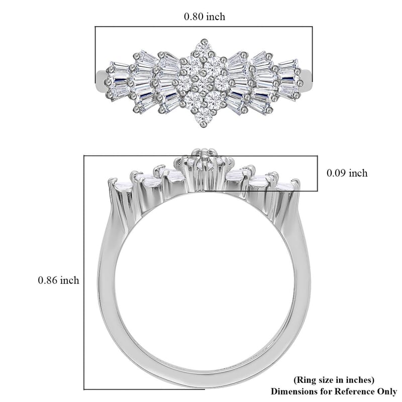 Moissanite Set of 2 Bellerina Ring in Vermeil YG and Platinum Over Sterling Silver (Size 10.0)