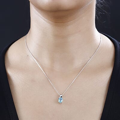 Peacock Quartz (Triplet) Solitaire Pendant Necklace 20 Inches in Platinum Over Sterling Silver 1.50 ctw