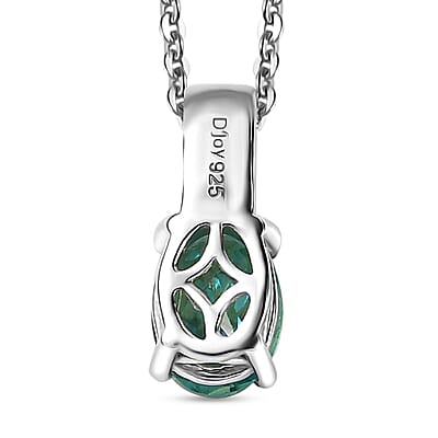 Peacock Quartz (Triplet) Solitaire Pendant Necklace 20 Inches in Platinum Over Sterling Silver 1.50 ctw
