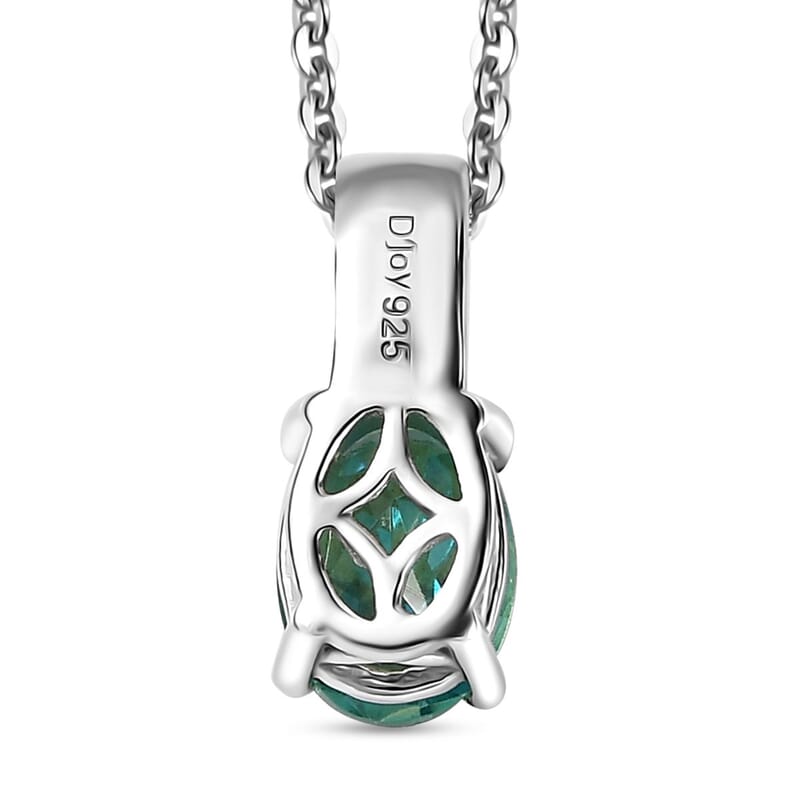 Peacock Quartz (Triplet) Solitaire Pendant Necklace 20 Inches in Platinum Over Sterling Silver 1.50 ctw