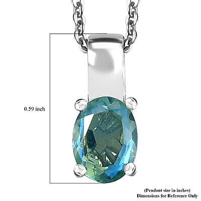 Peacock Quartz (Triplet) Solitaire Pendant Necklace 20 Inches in Platinum Over Sterling Silver 1.50 ctw
