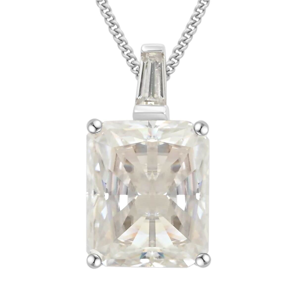 Moissanite Pendant Necklace 20 Inches in Rhodium Over Sterling Silver 7.25 ctw image number 0