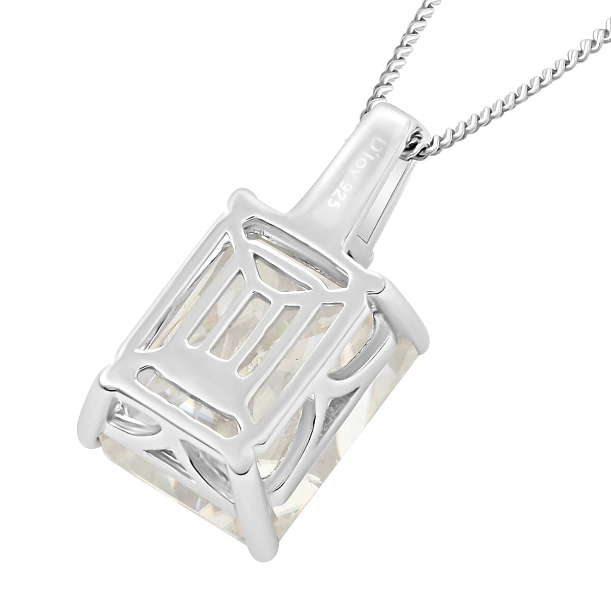 Moissanite Pendant Necklace 20 Inches in Rhodium Over Sterling Silver 7.25 ctw