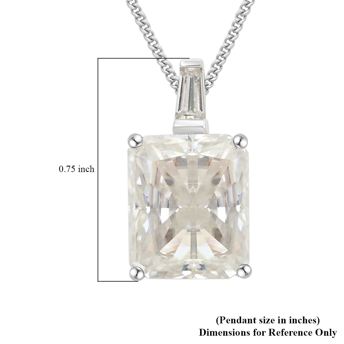 Moissanite Pendant Necklace 20 Inches in Rhodium Over Sterling Silver 7.25 ctw