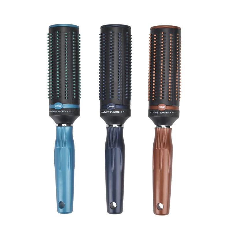 Set of 3 Portable Easy Clean Rotating Comb - Navy, Blue and Brown (9.85x2.76)