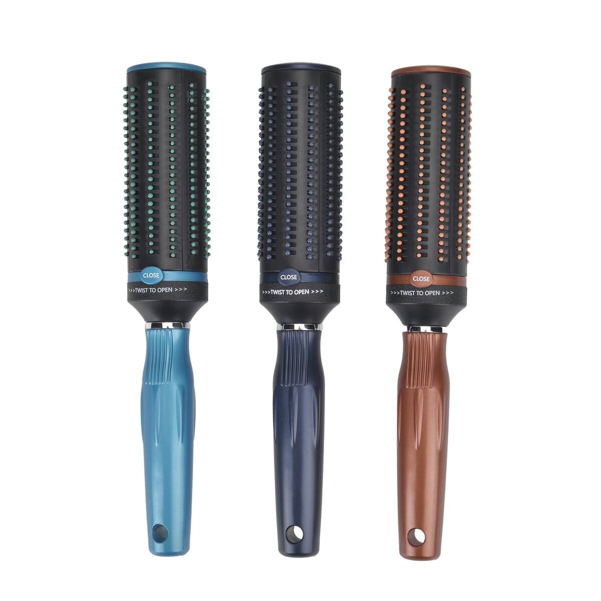 Set of 3 Portable Easy Clean Rotating Comb - Navy, Blue and Brown image number 0