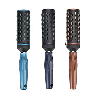 Set of 3 Portable Easy Clean Rotating Comb - Navy, Blue and Brown (9.85x2.76) (Del. In 10-12 Days)