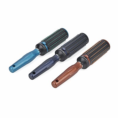 Set of 3 Portable Easy Clean Rotating Comb - Navy, Blue and Brown (9.85x2.76)