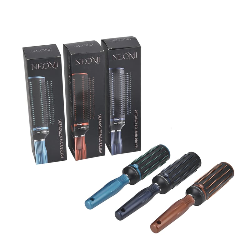 Set of 3 Portable Easy Clean Rotating Comb - Navy, Blue and Brown (9.85x2.76)
