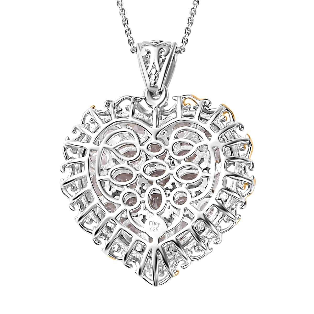 White Zircon Heart Pendant Necklace 20 Inches in Vermeil YG and Platinum Over Sterling Silver 4.40 ctw image number 4