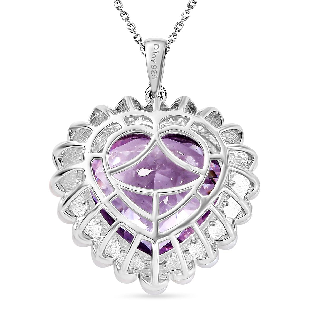 Rose De France Amethyst and Freshwater Pearl 18.00 ctw Pendant Necklace in Platinum Over Sterling Silver 20 Inches