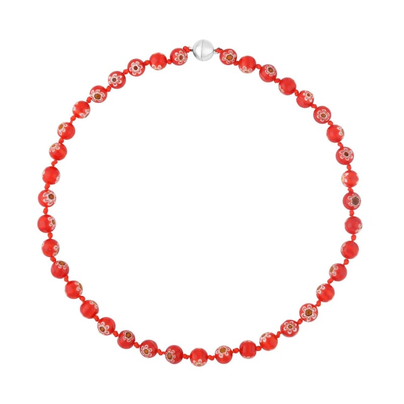 Red and Multi Color Murano Style, Multi Glass Stretch Bracelet, Basket Earrings and Beaded Necklace (20 Inches) and Turtle Pendant Necklace (16-18IN) in Stainless Steel and Silvertone