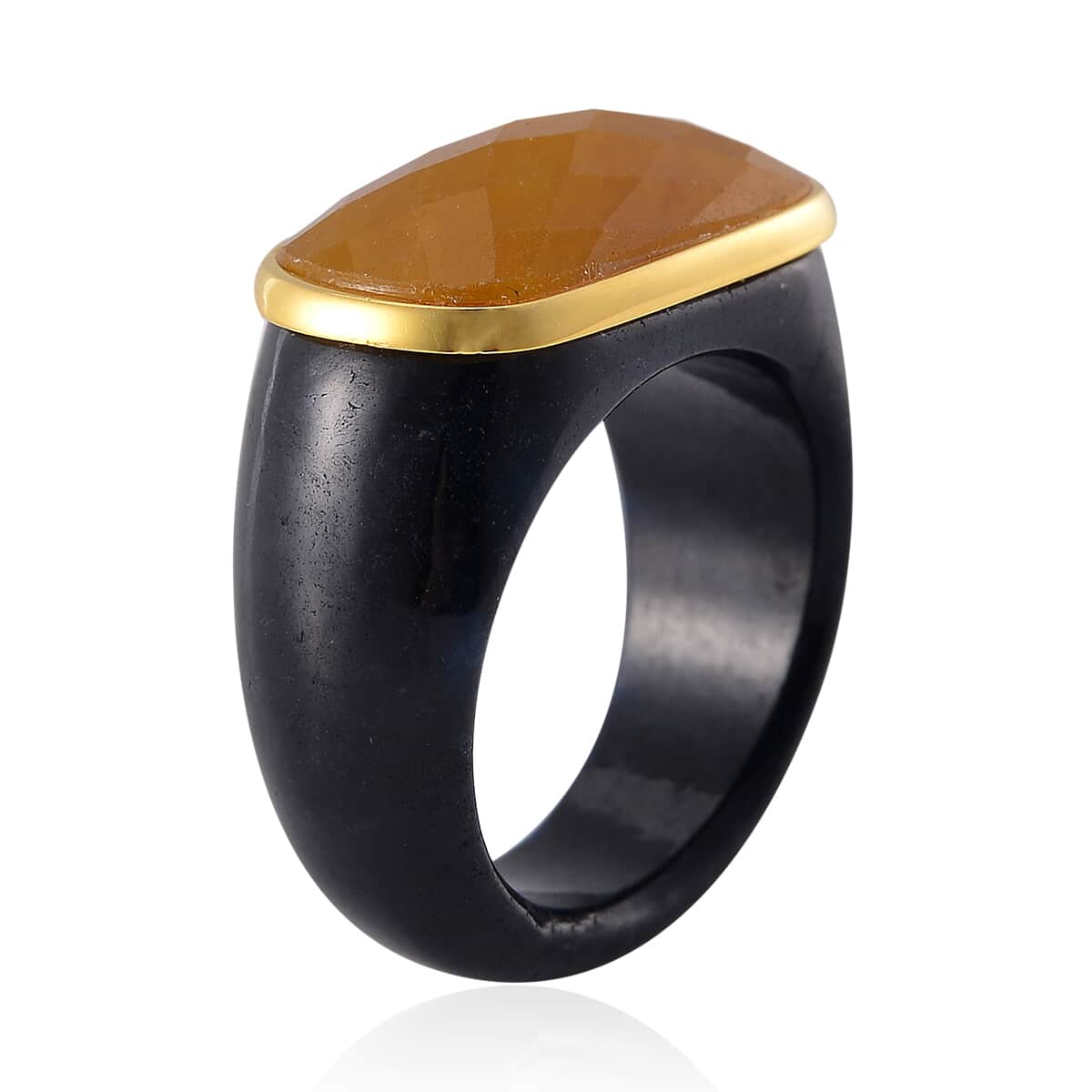 147.25 ctw Carved & Faceted Natural and Black Jade Band Ring Size 5 and Pendant Necklace 18 Inches in Vermeil Yellow Gold Over Sterling Silver image number 3