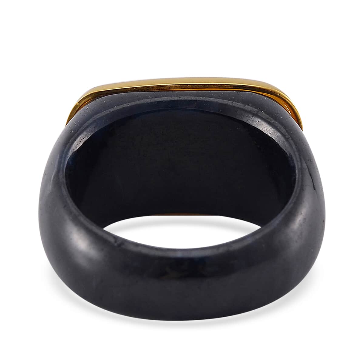 147.25 ctw Carved & Faceted Natural and Black Jade Band Ring Size 5 and Pendant Necklace 18 Inches in Vermeil Yellow Gold Over Sterling Silver image number 4