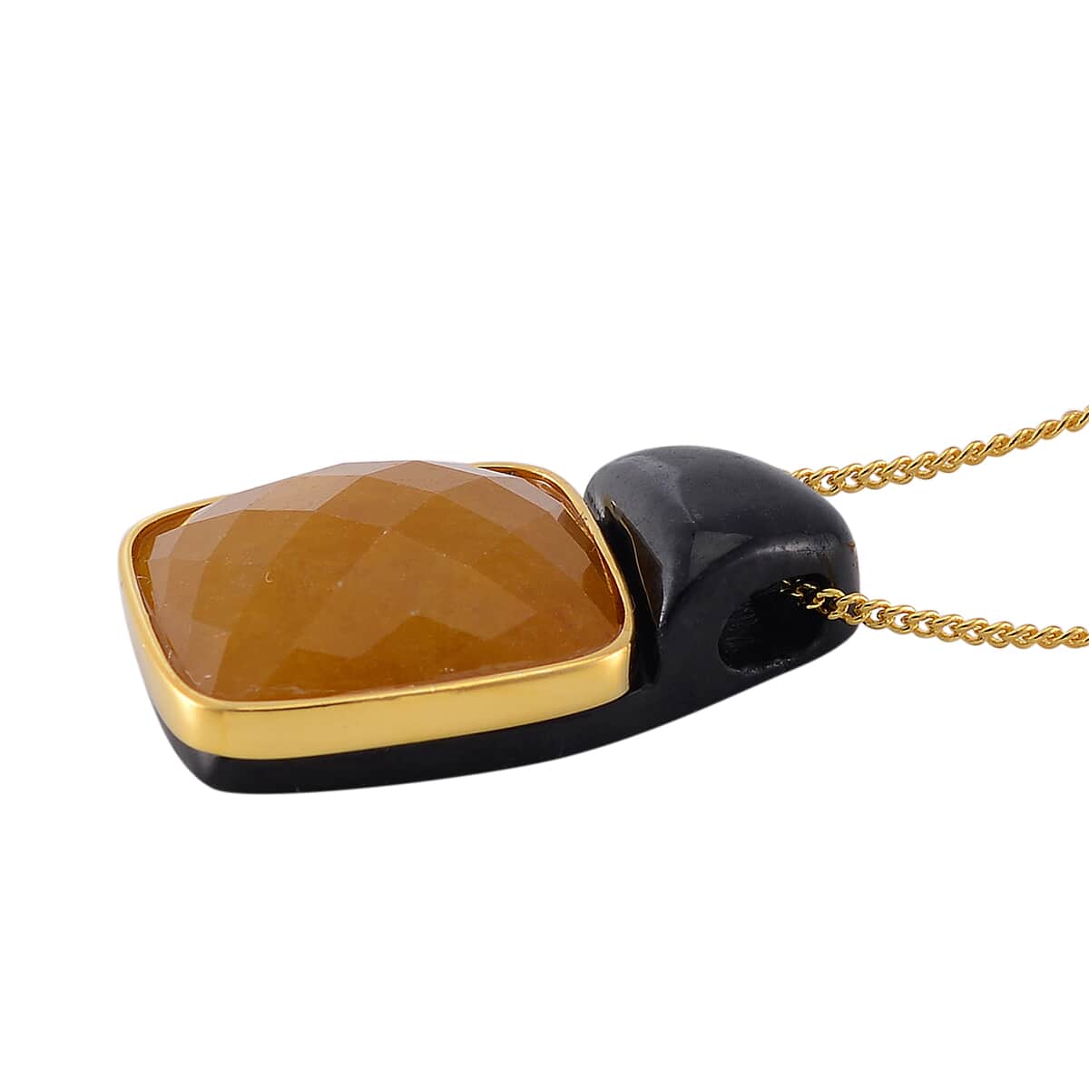 147.25 ctw Carved & Faceted Natural and Black Jade Band Ring Size 5 and Pendant Necklace 18 Inches in Vermeil Yellow Gold Over Sterling Silver image number 6