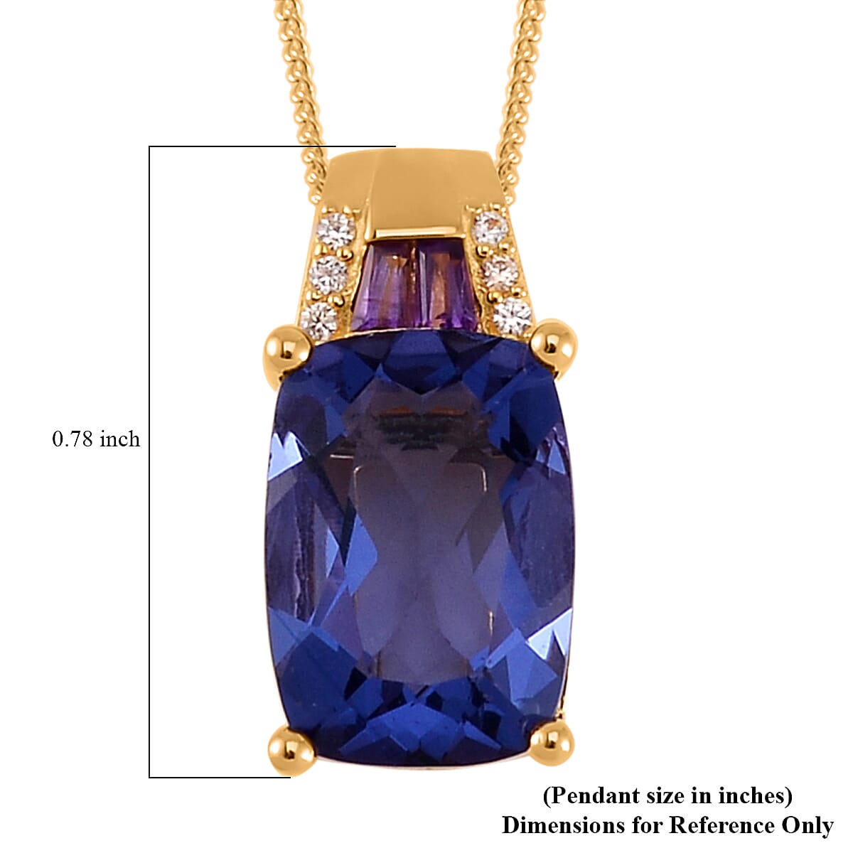 Color Change Fluorite (IR) and Multi Gemstone Pendant Necklace 18 Inches in Vermeil Yellow Gold Over Sterling Silver 7.75 ctw image number 6