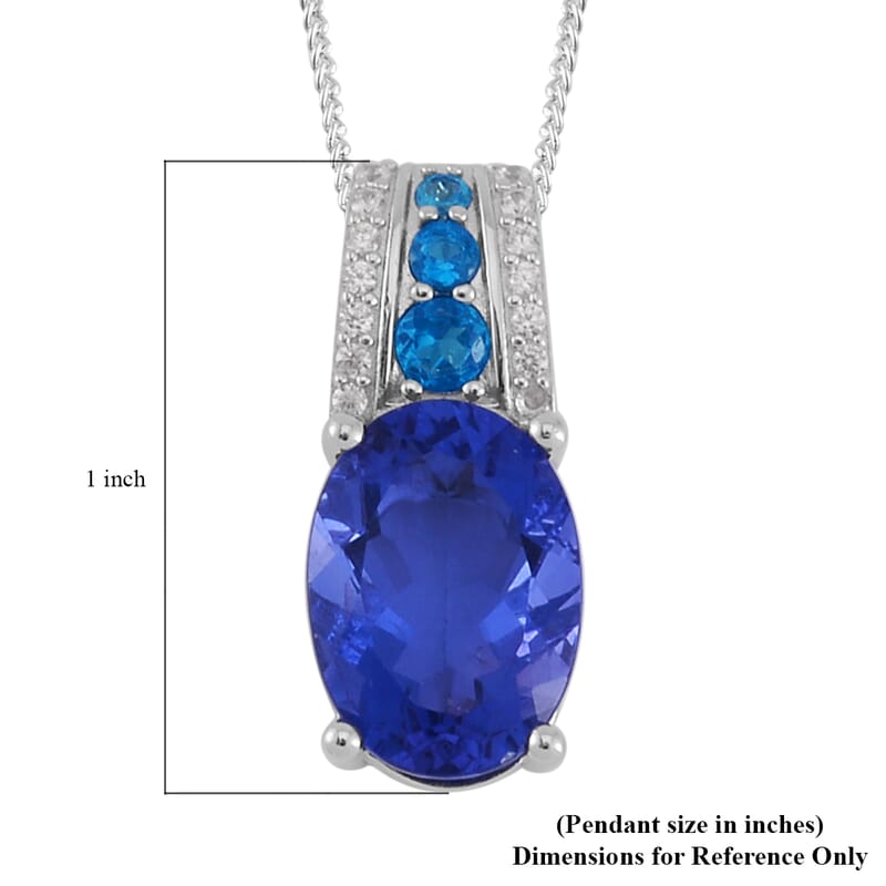 Color Change Fluorite (IR) and Multi Gemstone Pendant Necklace 18 Inches in Rhodium Over Sterling Silver 7.60 ctw