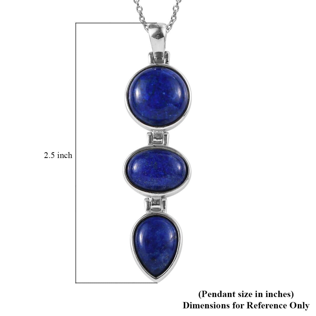 Lapis Lazuli Pendant Necklace 20 Inches in Stainless Steel 25.40 ctw image number 5