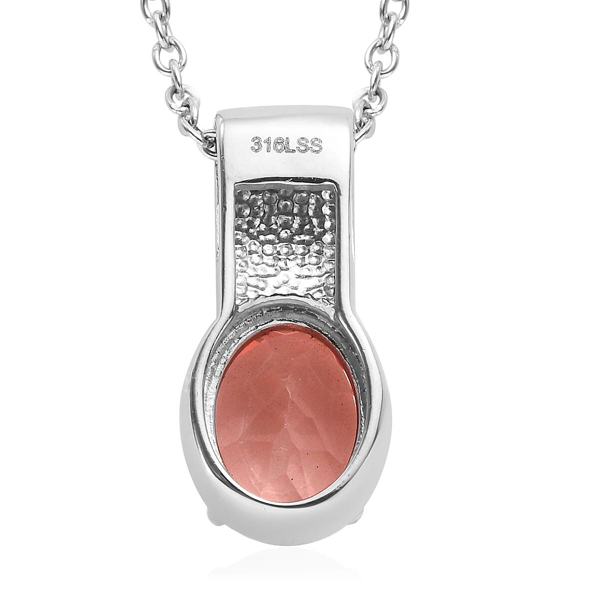 Morganique Quartz (Triplet) Solitaire Pendant Necklace 20 Inches in Stainless Steel 3.00 ctw image number 4