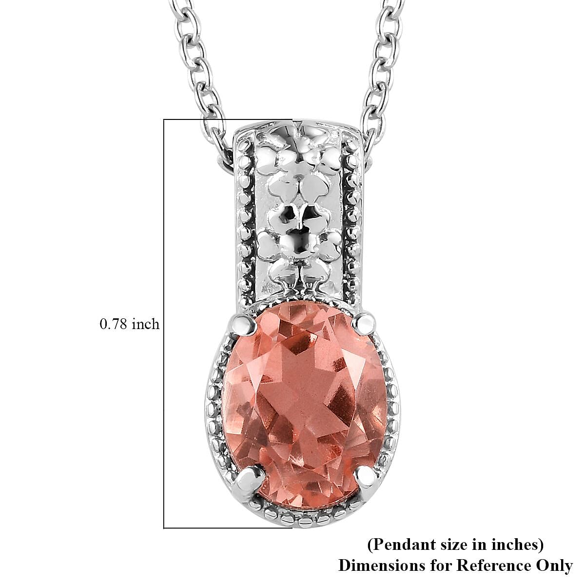 Morganique Quartz (Triplet) Solitaire Pendant Necklace 20 Inches in Stainless Steel 3.00 ctw image number 6