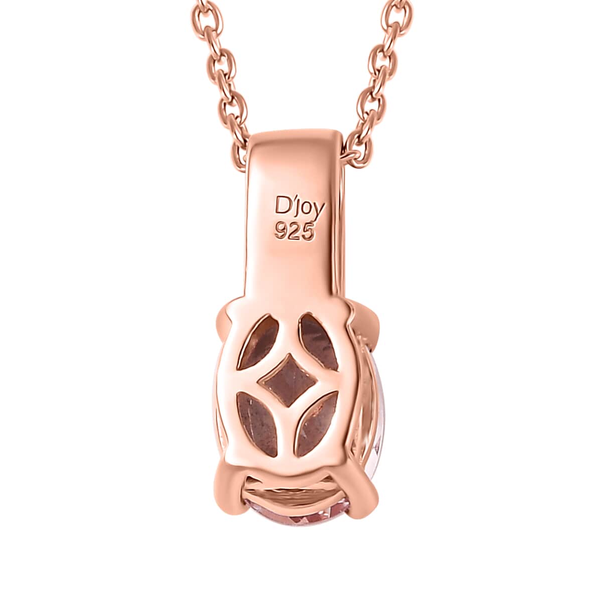 Premium Pink Morganite Solitaire Pendant Necklace 20 Inches in Vermeil Rose Gold Over Sterling Silver 1.15 ctw image number 4