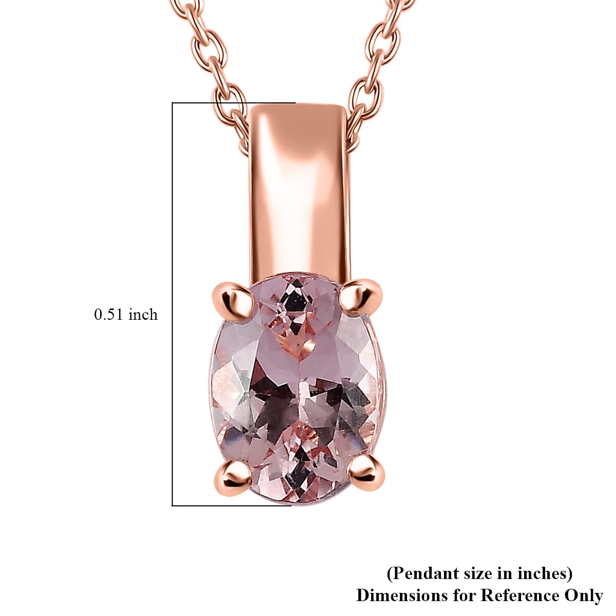 Premium Pink Morganite Solitaire Pendant Necklace 20 Inches in Vermeil Rose Gold Over Sterling Silver 1.15 ctw