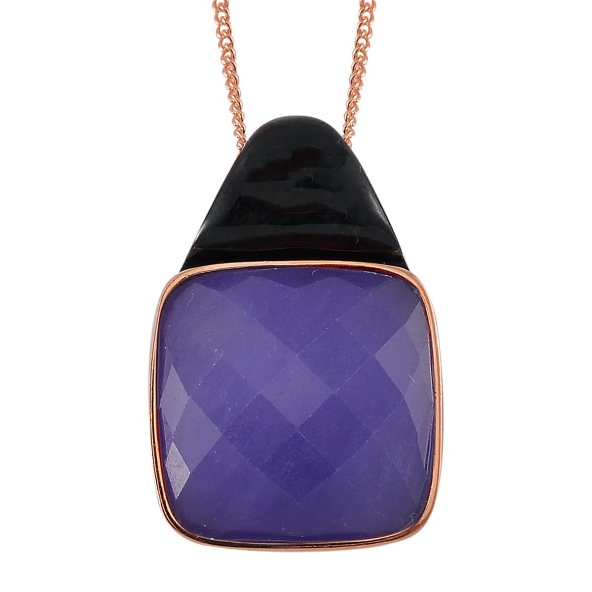 Carved & Faceted Purple and Black Jade (D) 104.00 ctw Band Ring (Size 7) and Pendant Necklace 18 Inches in Vermeil Yellow Gold Over Sterling Silver image number 5