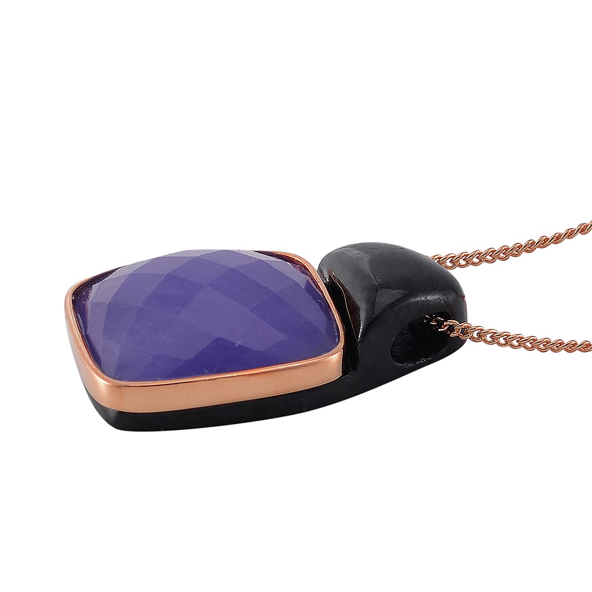 Carved & Faceted Purple and Black Jade (D) 104.00 ctw Band Ring (Size 9) and Pendant Necklace 18 Inches in Vermeil Yellow Gold Over Sterling Silver image number 6