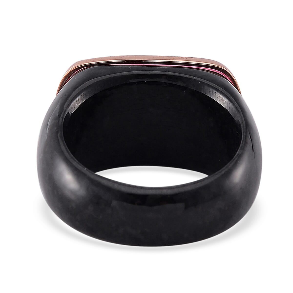 Carved & Faceted Pink and Black Jade (D) 104.00 ctw Band Ring (Size 8) and Pendant Necklace 18 Inches in Vermeil Yellow Gold Over Sterling Silver image number 4