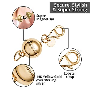 Set of 5 14K Yellow Gold Over Sterling Silver 9mm Round Magnetic Lock with Lobster Clasp 11.50 Grams