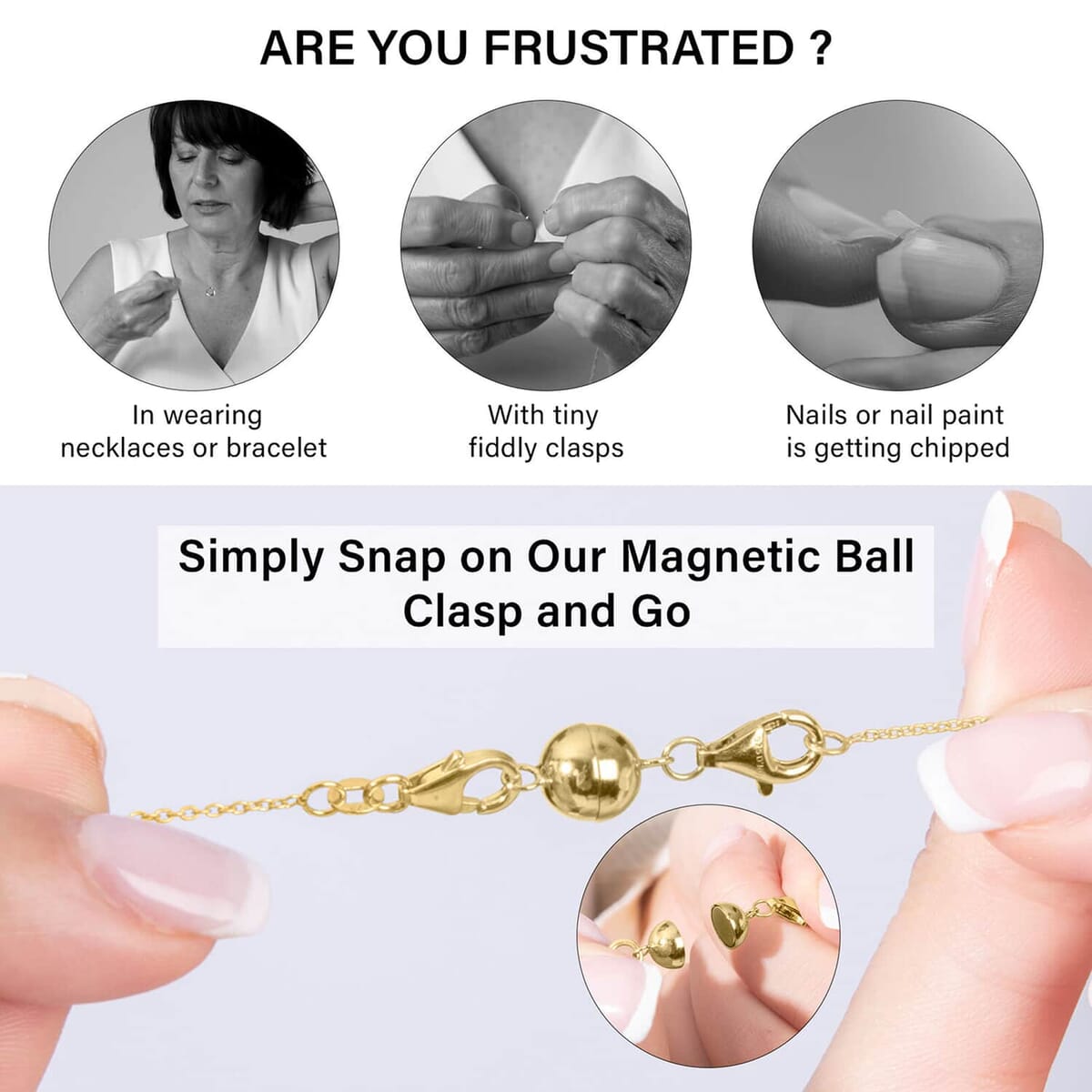 Set of 5 14K Yellow Gold Over Sterling Silver 9mm Round Magnetic Lock with Lobster Clasp 11.50 Grams image number 3