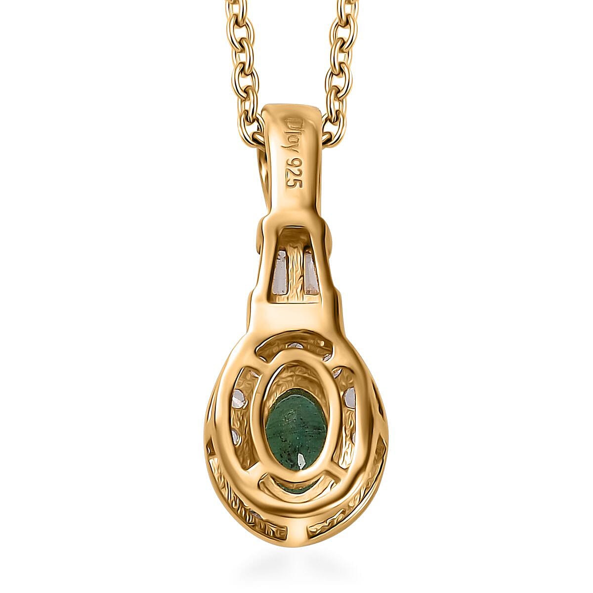 Buy AAA Kagem Zambian Emerald and White Zircon Halo Pendant