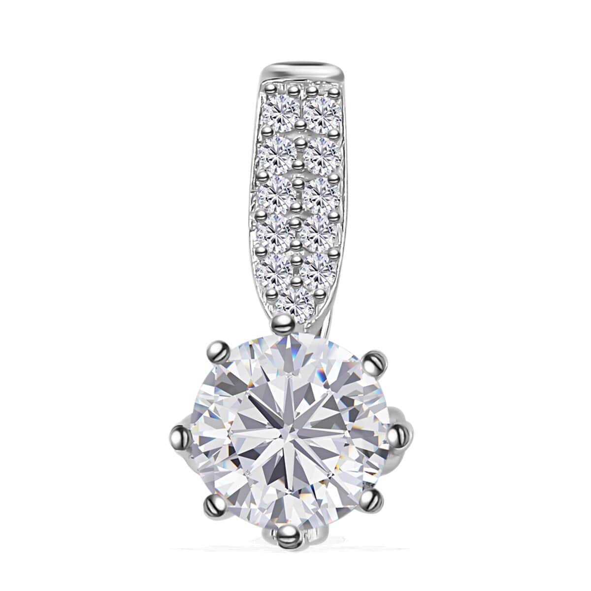 Moissanite Pendant Necklace 20 Inches in Platinum Over Sterling Silver 1.30 ctw image number 0