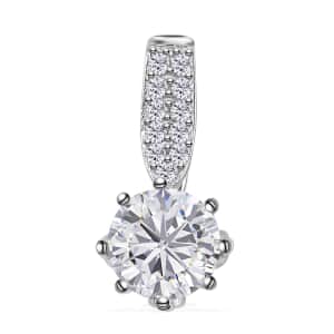 Moissanite Pendant Necklace 20 Inches in Platinum Over Sterling Silver 1.30 ctw