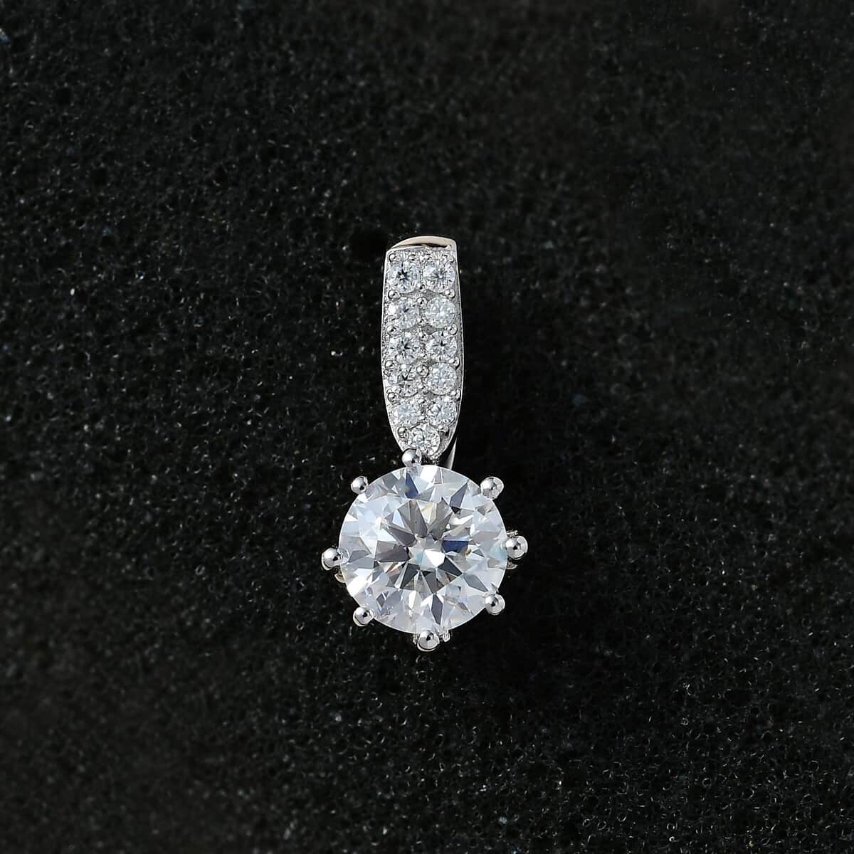 Moissanite Pendant Necklace 20 Inches in Platinum Over Sterling Silver 1.30 ctw image number 2