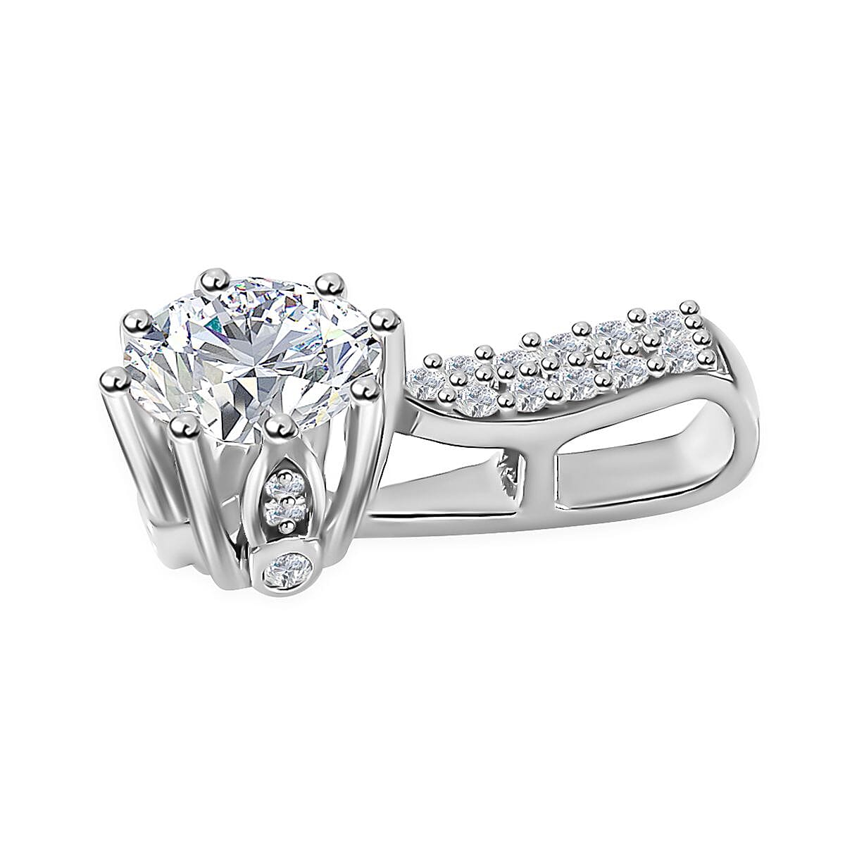 Moissanite Pendant Necklace 20 Inches in Platinum Over Sterling Silver 1.30 ctw