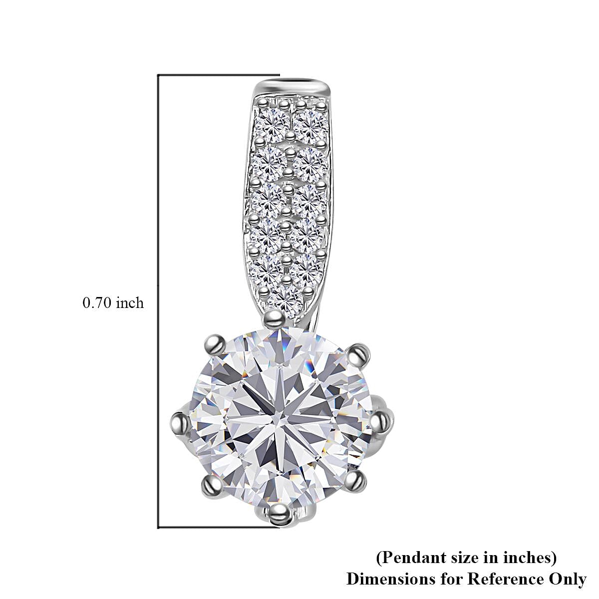 Moissanite Pendant Necklace 20 Inches in Platinum Over Sterling Silver 1.30 ctw