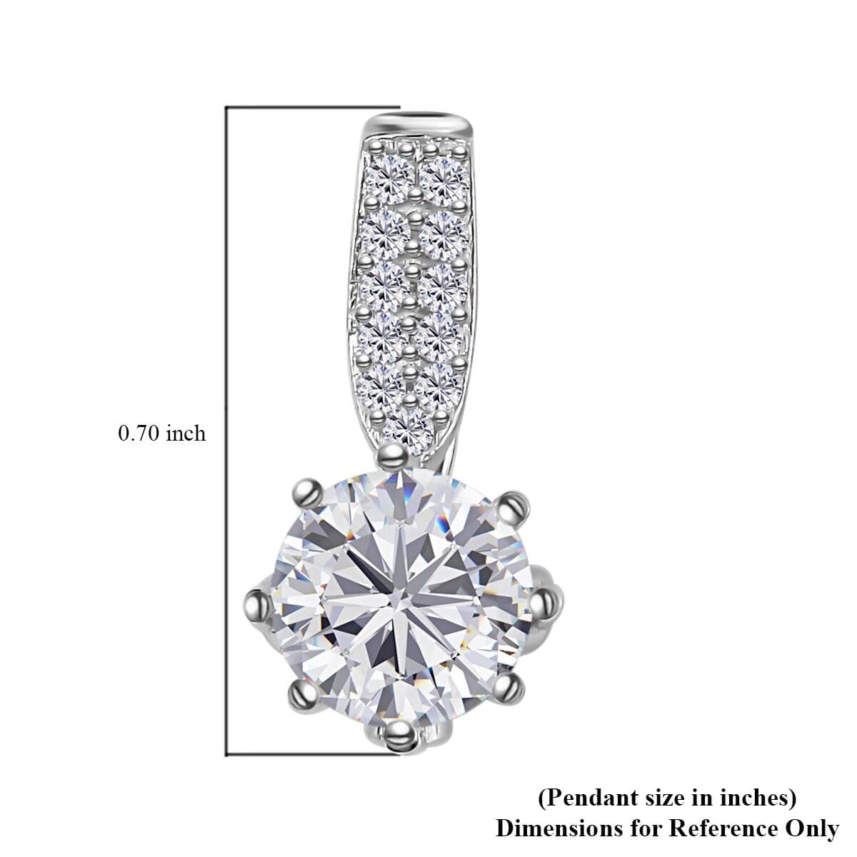 Moissanite Pendant Necklace 20 Inches in Platinum Over Sterling Silver 1.30 ctw image number 6