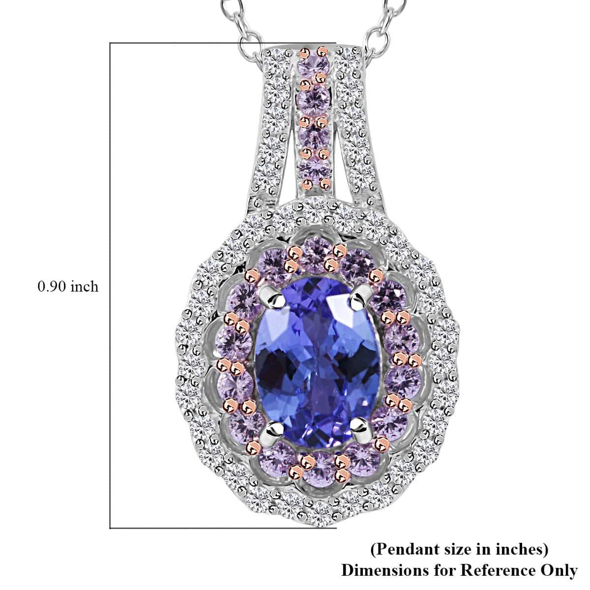 Tanzanite and Multi Gemstone Cocktail Pendant Necklace 18 Inches in Platinum Over Sterling Silver 2.15 ctw image number 5