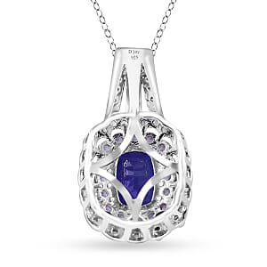 Tanzanite and Multi Gemstone Cocktail Pendant Necklace 18 Inches in Platinum Over Sterling Silver 2.50 ctw