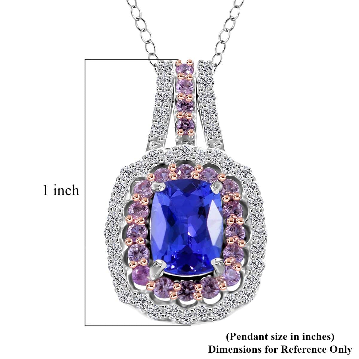 Tanzanite and Multi Gemstone Cocktail Pendant Necklace 18 Inches in Platinum Over Sterling Silver 2.50 ctw image number 5