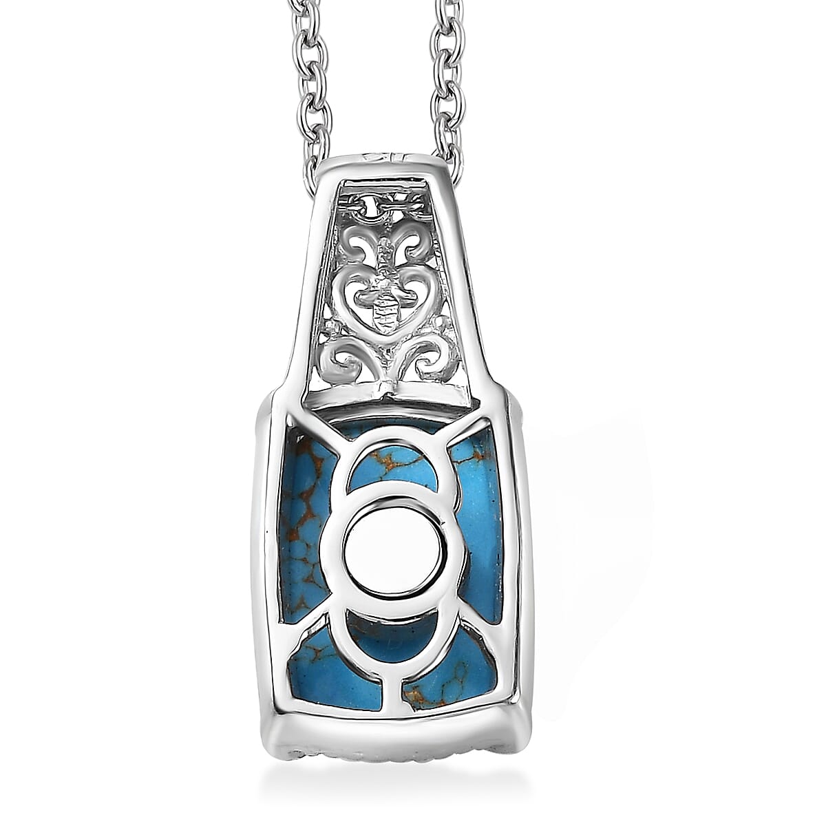 Mojave Blue Turquoise Pendant in Platinum Over Copper with Magnet and Stainless Steel Necklace 20 Inches 6.50 ctw