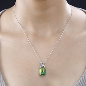 Mojave Green Turquoise Pendant in Platinum Over Copper with Magnet and Stainless Steel Necklace 20 Inches 6.20 ctw